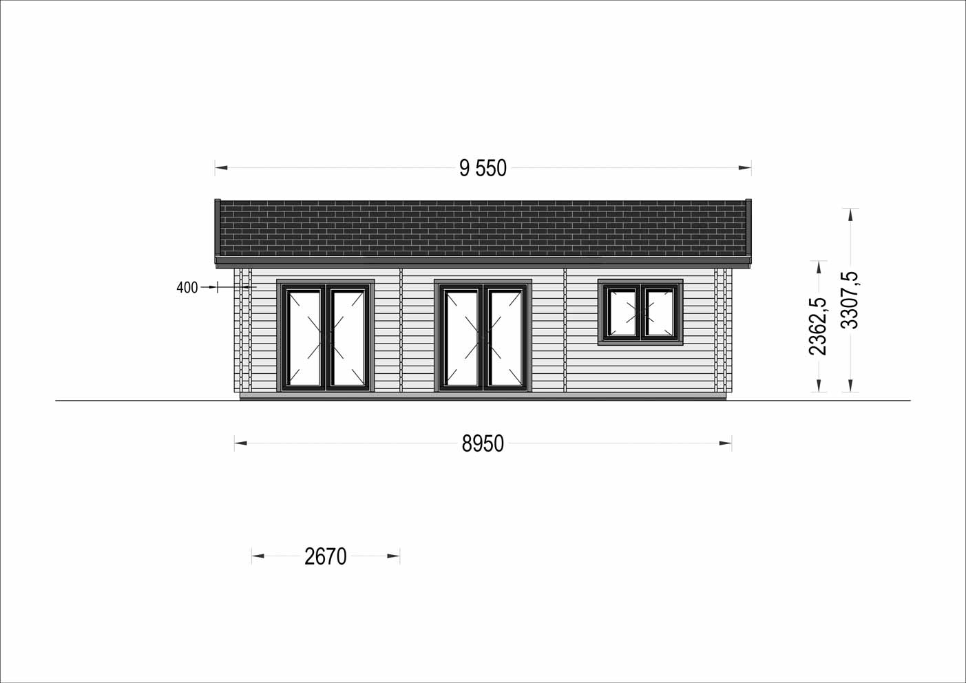  plano lateral izquierdo casa de madera INMA