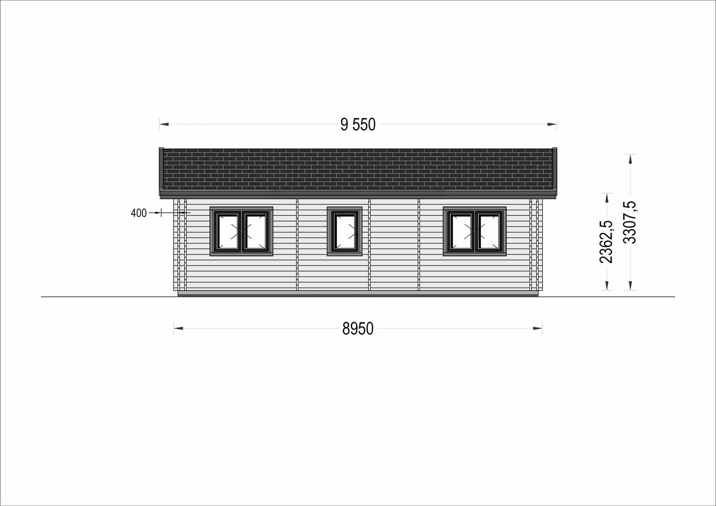  plano lateral derecho casa de madera INMA