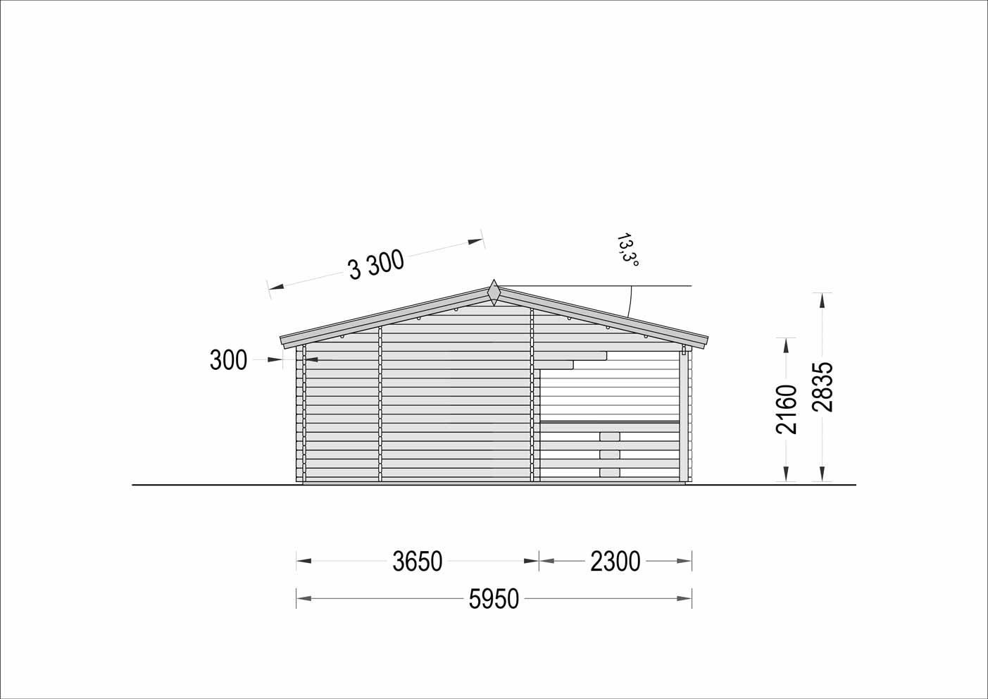  plano lateral izquierdo casa de madera AMELIE