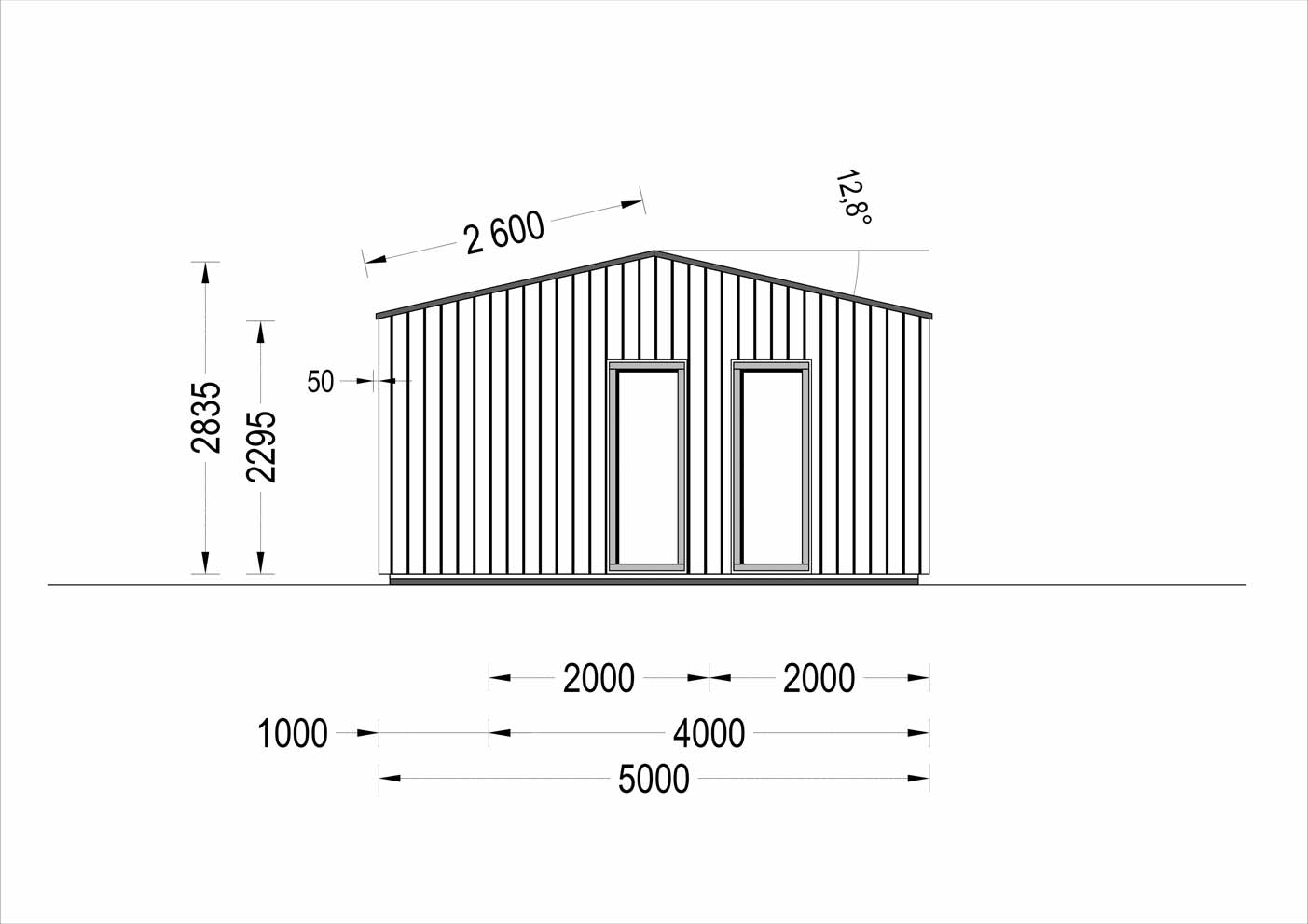 plano lateral derecho casa de madera ANE MODERN