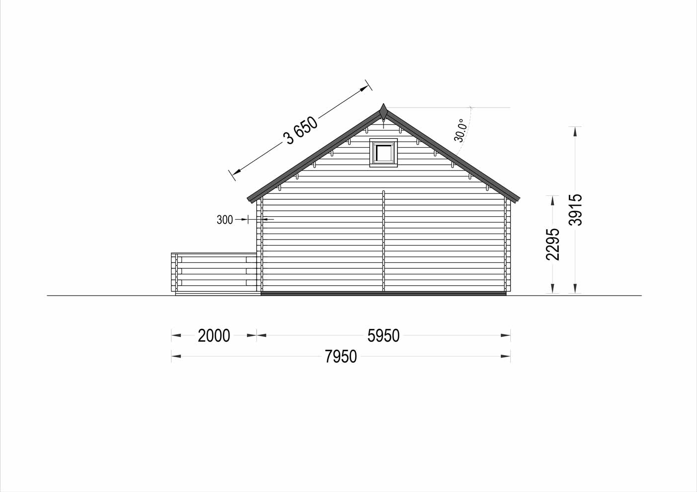 plano trasero casa de madera ARGELIA