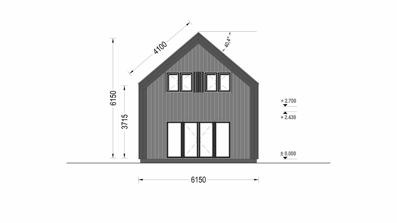  plano frontal casa de madera ASTRO