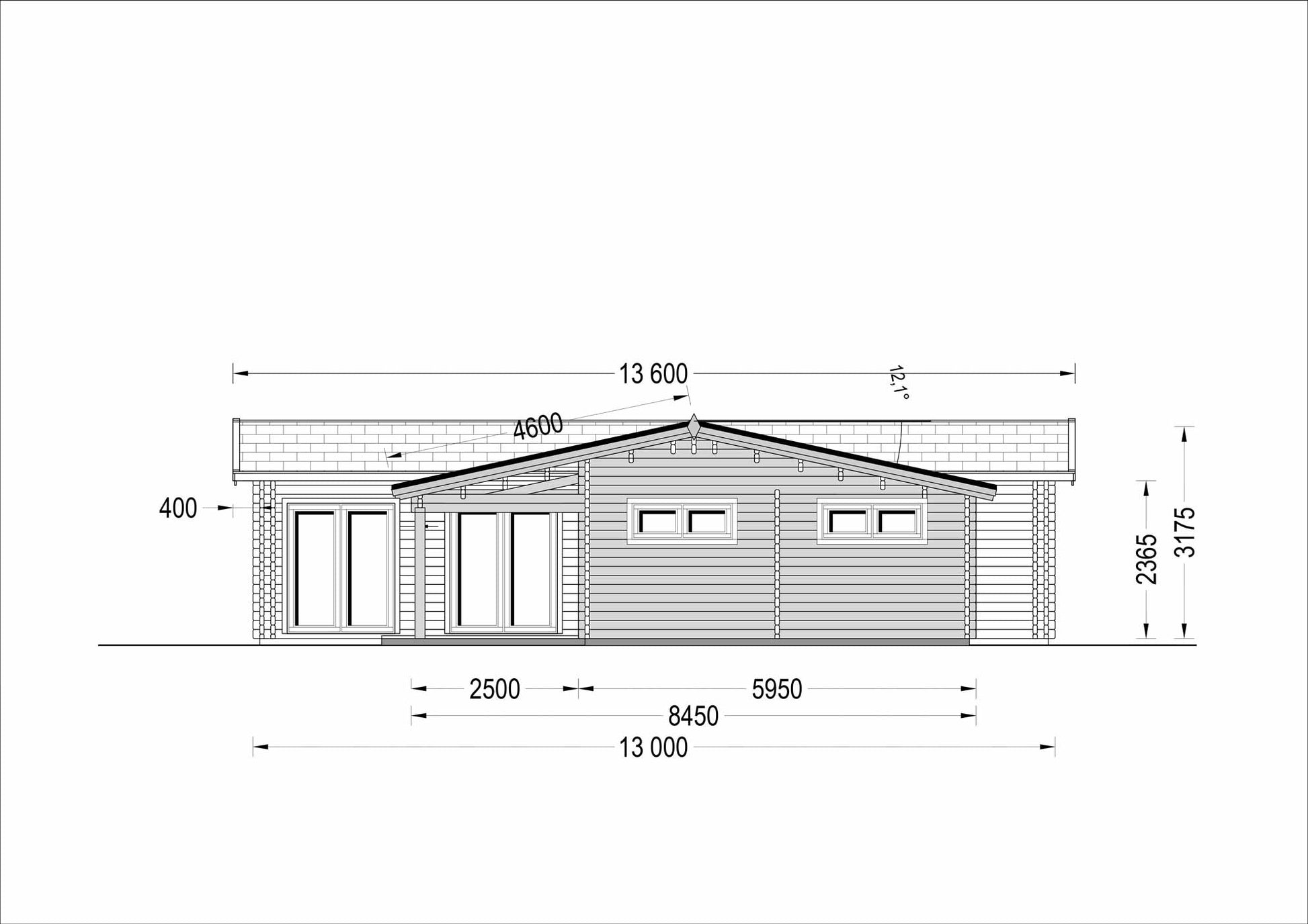 plano lateral izquierdo casa de madera BART