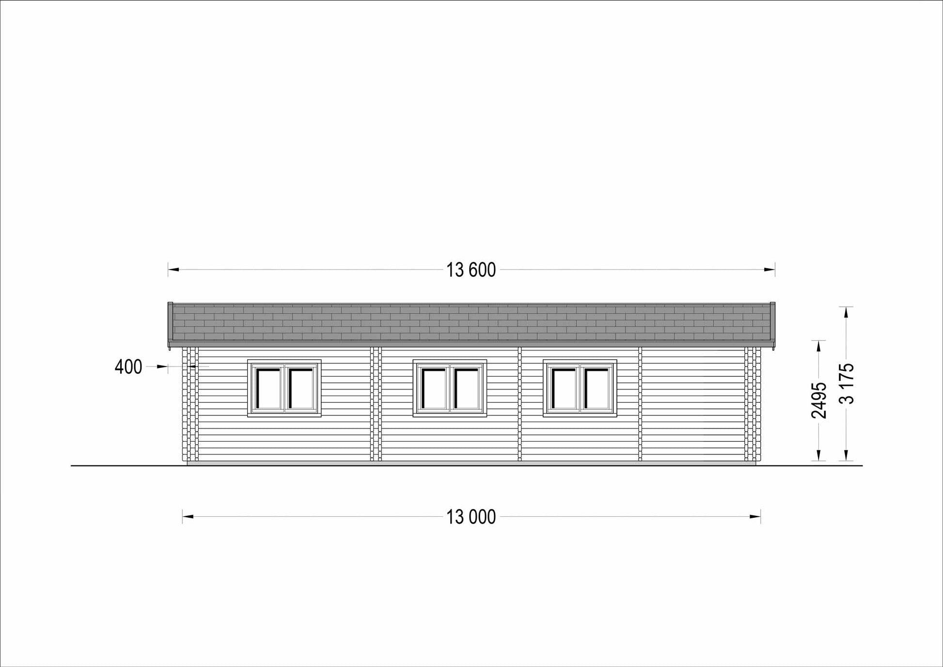 plano lateral derecho casa de madera BART