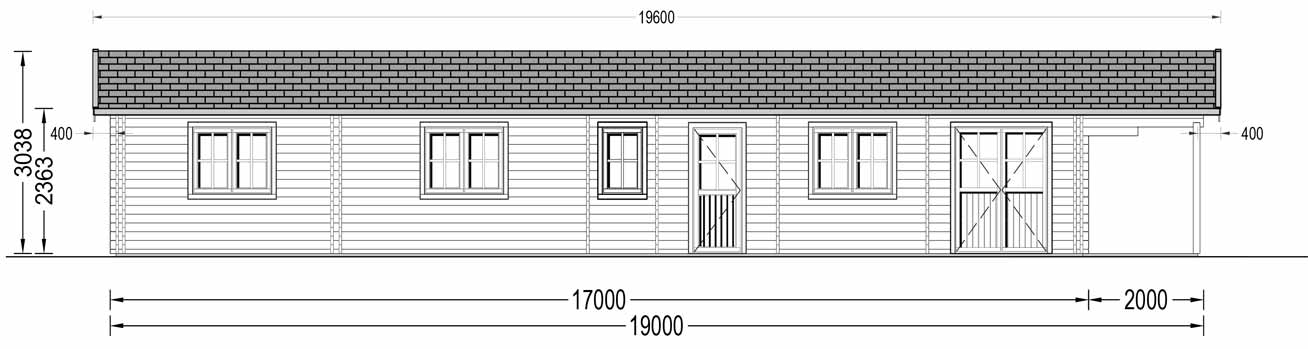 plano frontal casa de madera BOSCO