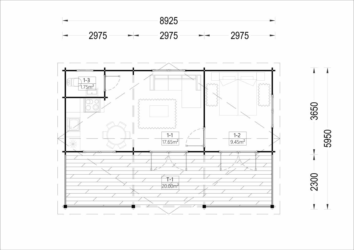 plano planta casa de madera AMELIE