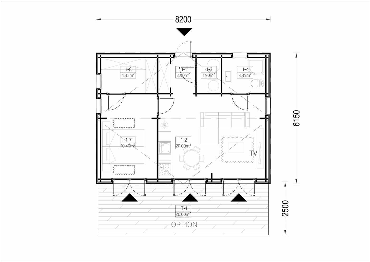 plano planta casa de madera ÁNGEL