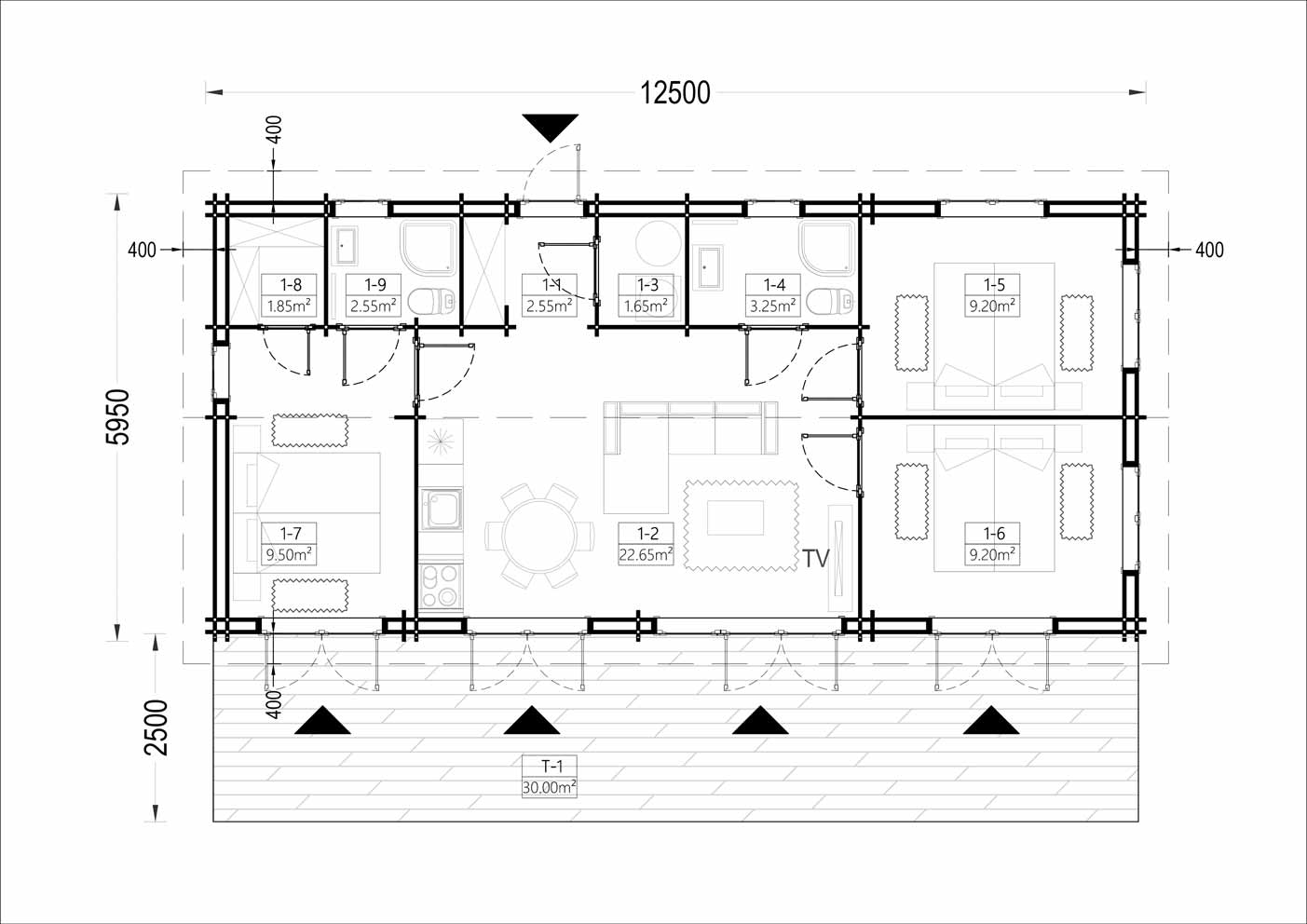 plano planta casa de madera GANGES