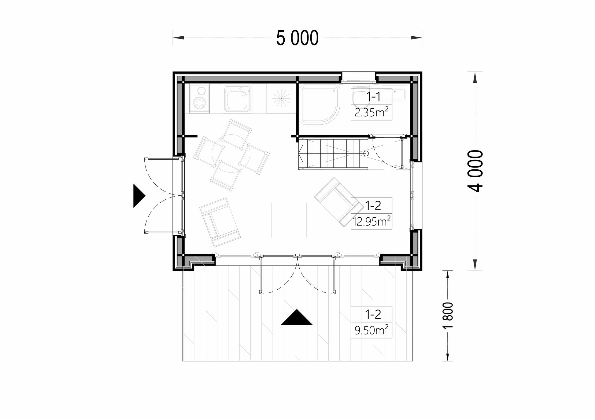 plano planta baja casa de madera MIKE