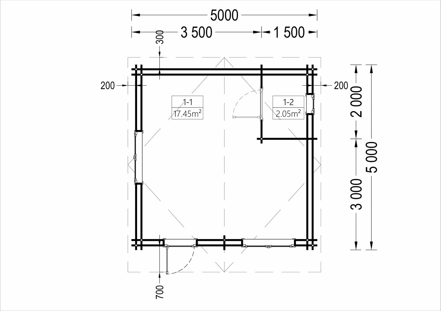 plano planta casa de madera NANI