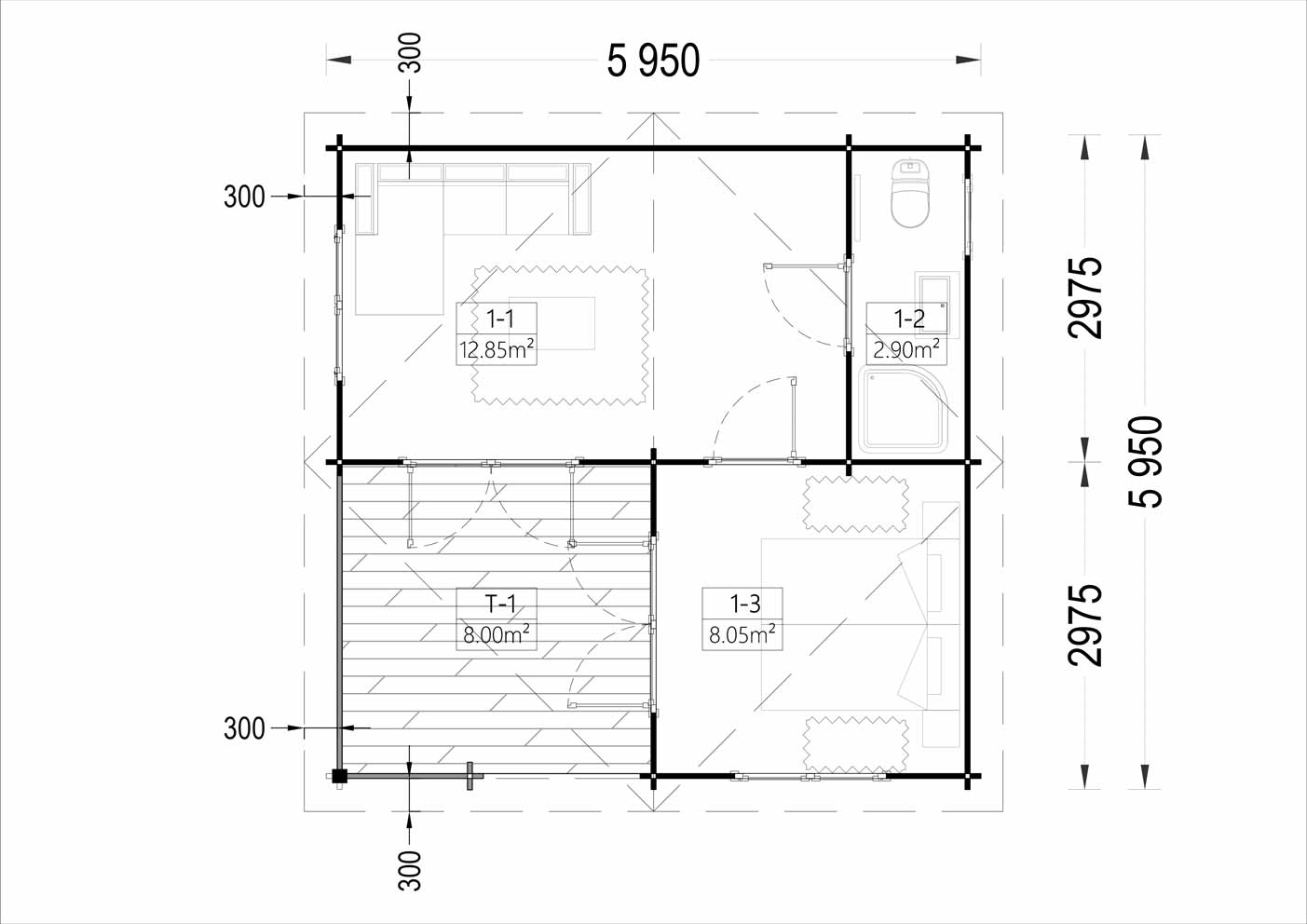 plano planta casa de madera OLIVA