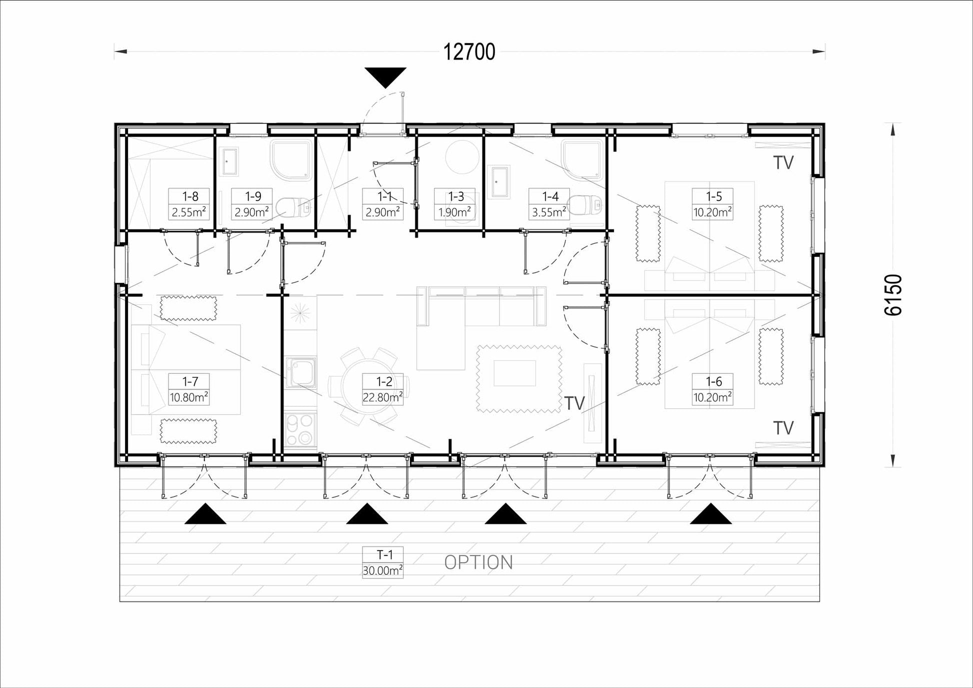 plano planta casa de madera PINKMAN