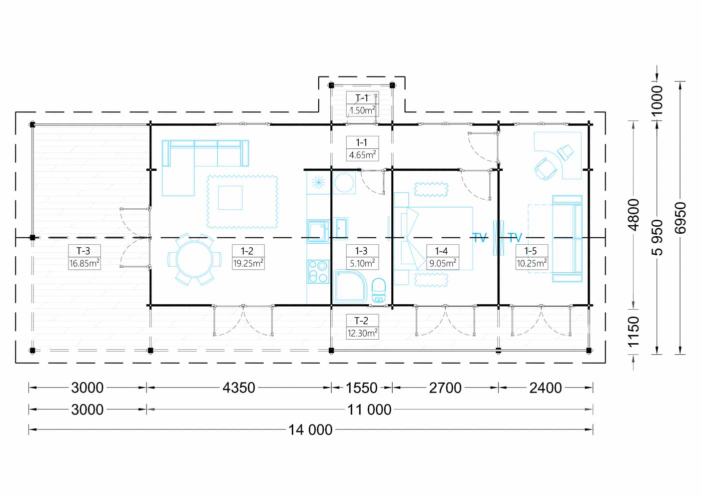 plano planta casa de madera PUNTA CANA