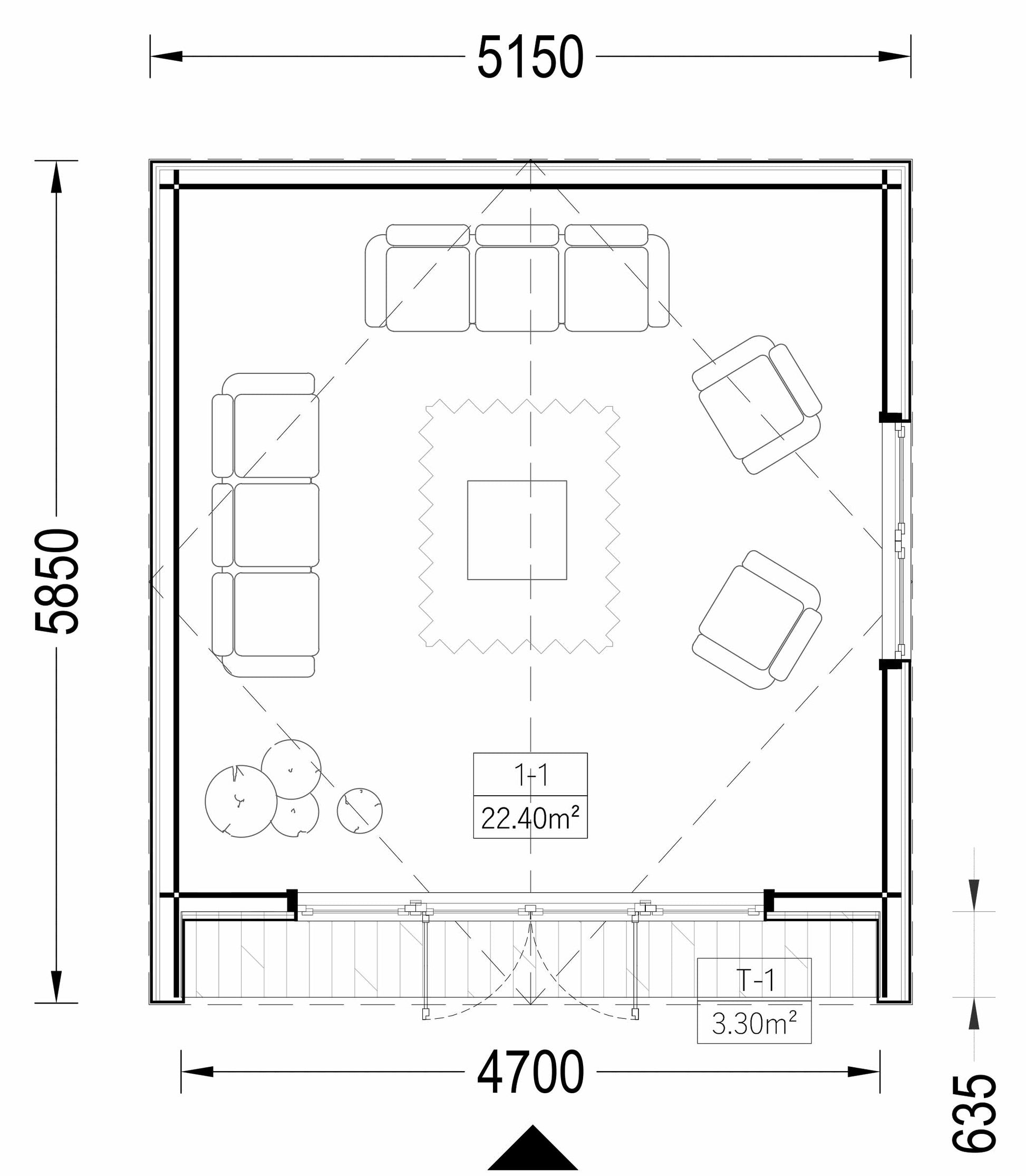 plano planta casa de madera ROMA