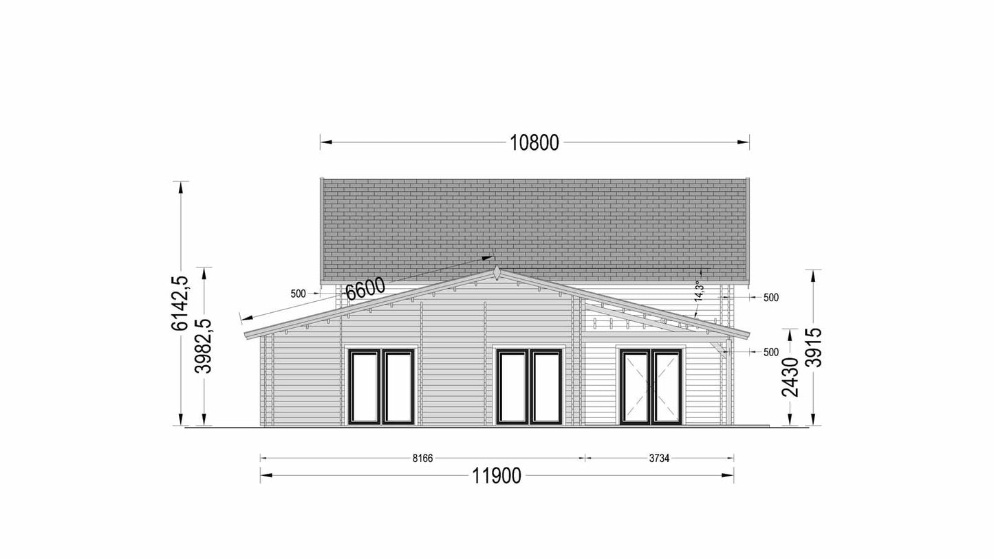  plano lateral derecho casa de madera DARLING