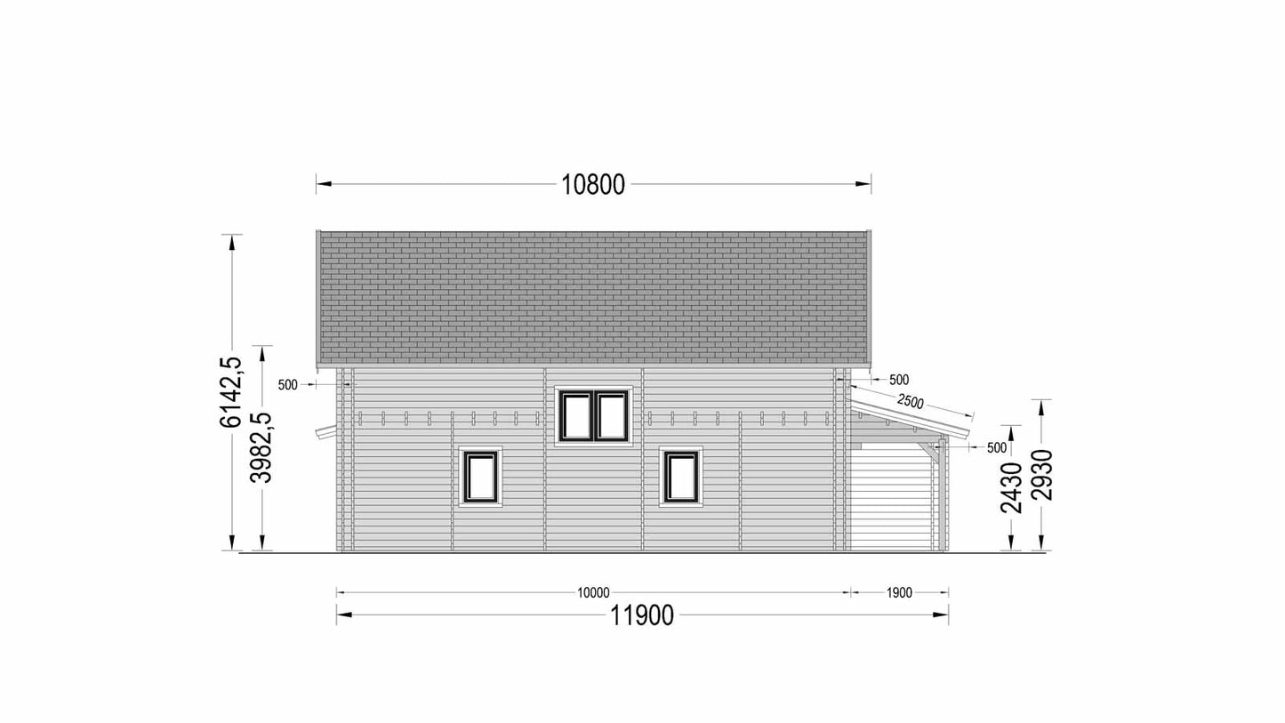 plano lateral izquierdo casa de madera DARLING