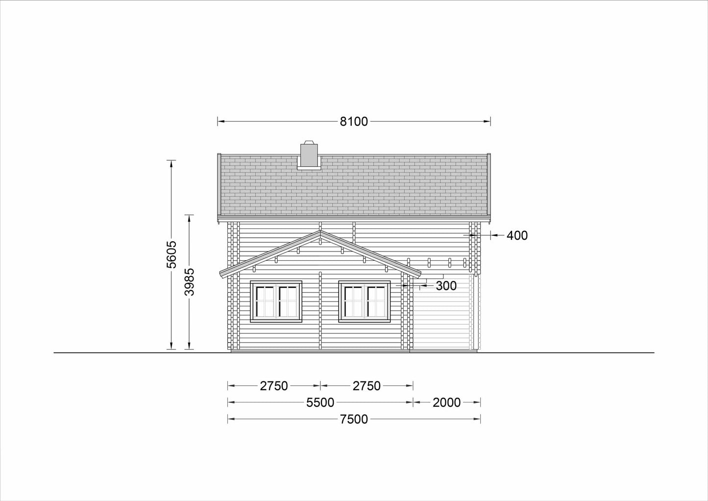 plano lateral izquierdo casa de madera DONALD