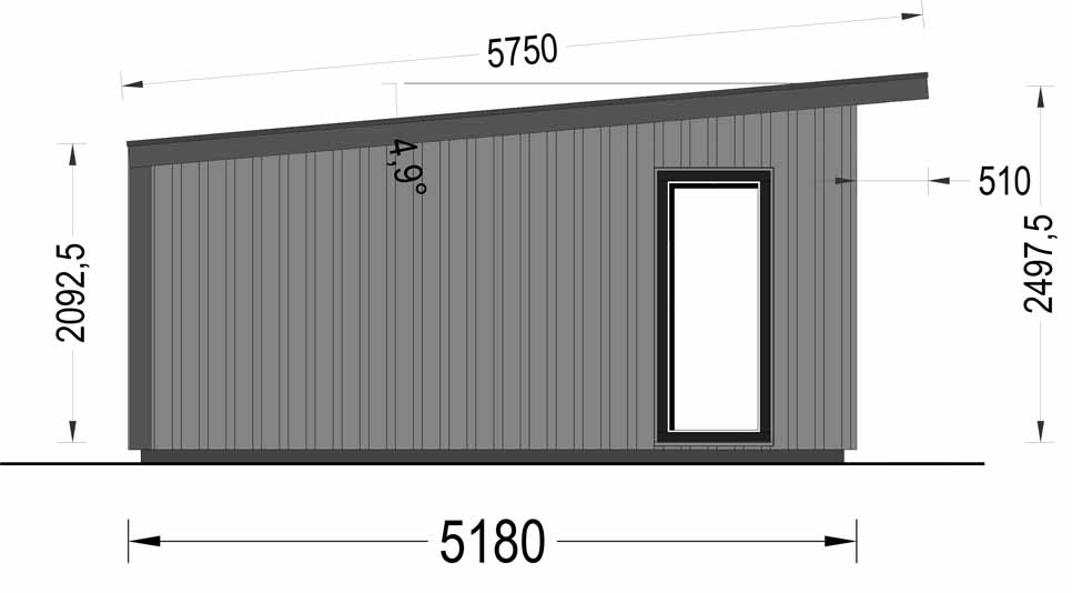  plano lateral izquierdo casa de madera ELEVEN