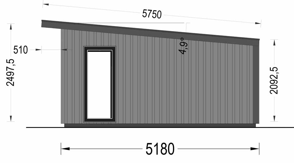 plano lateral derecho casa de madera ELEVEN