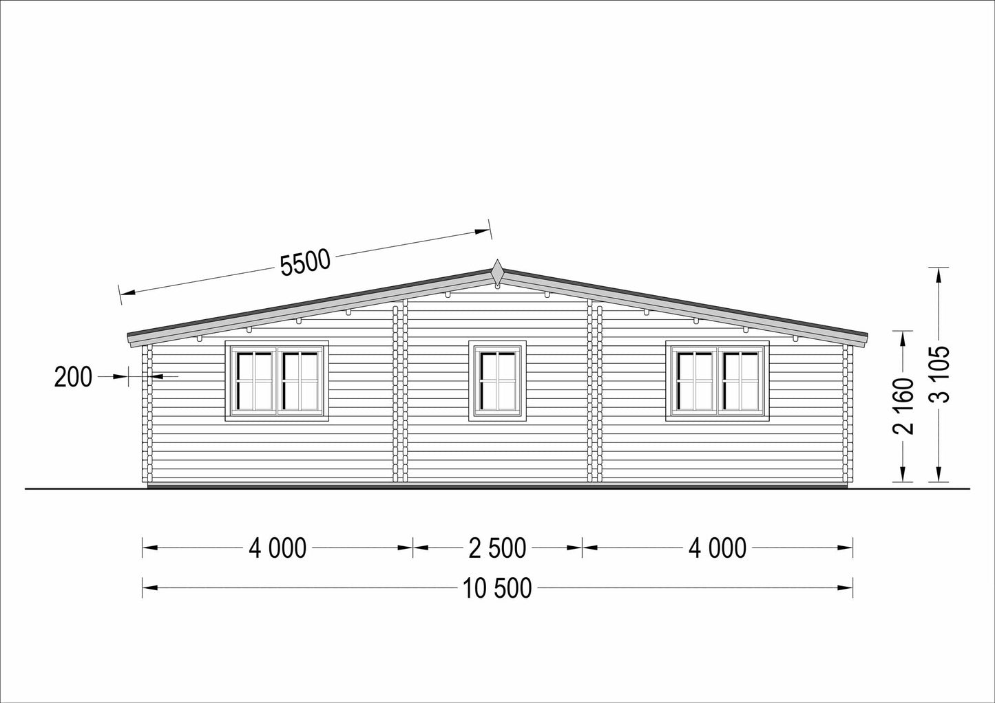 plano trasero casa de madera ESTRELLA