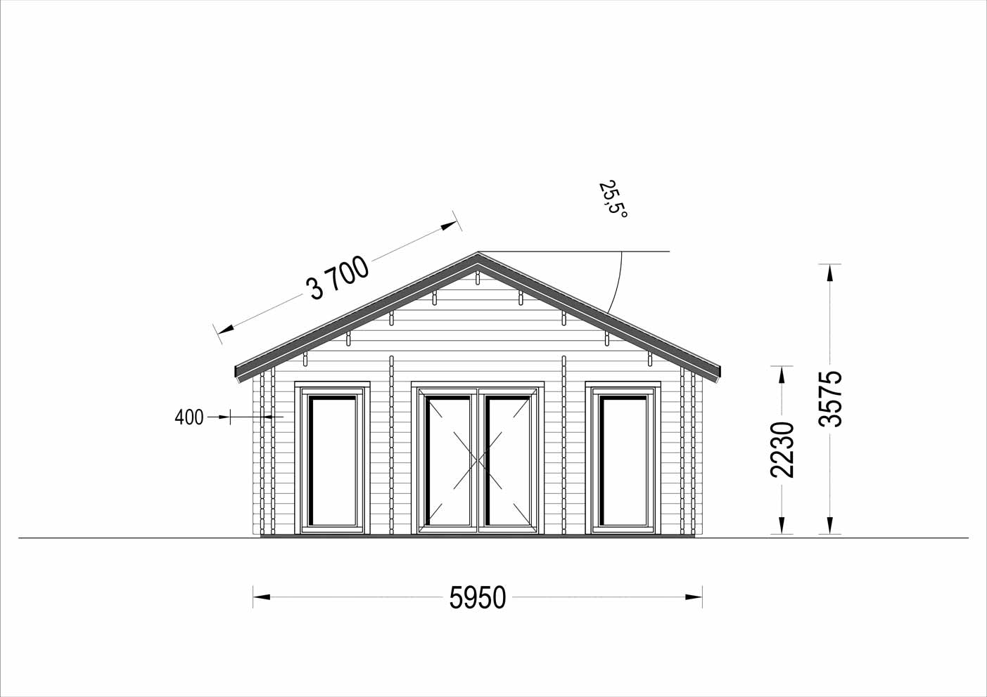 plano casa de madera GRECIA lateral izquierdo