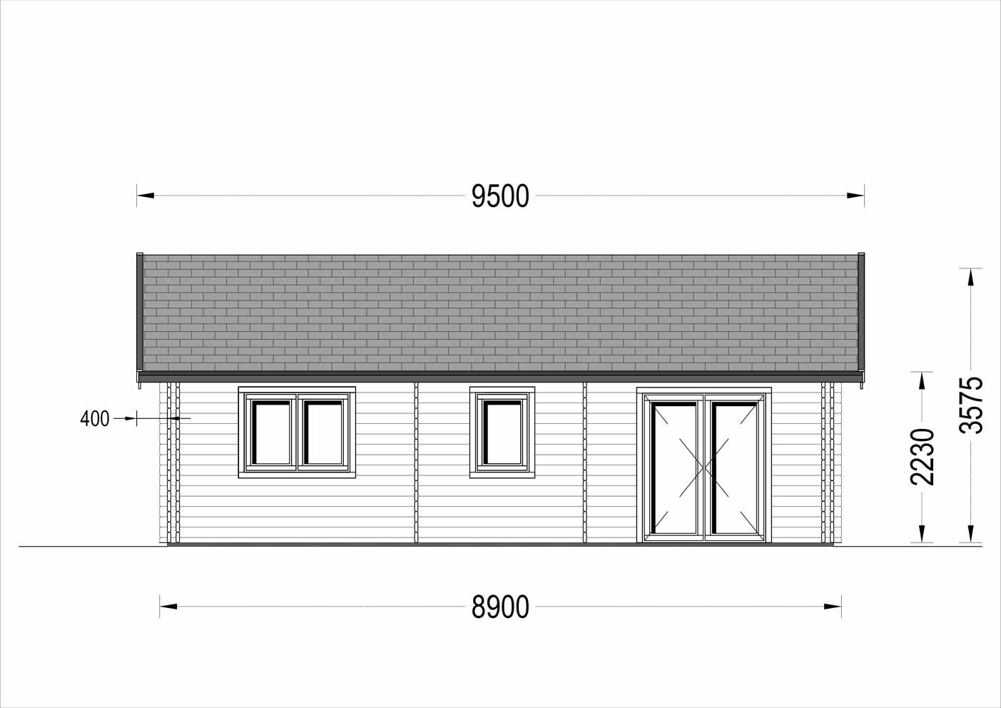 plano casa de madera GRECIA trasera