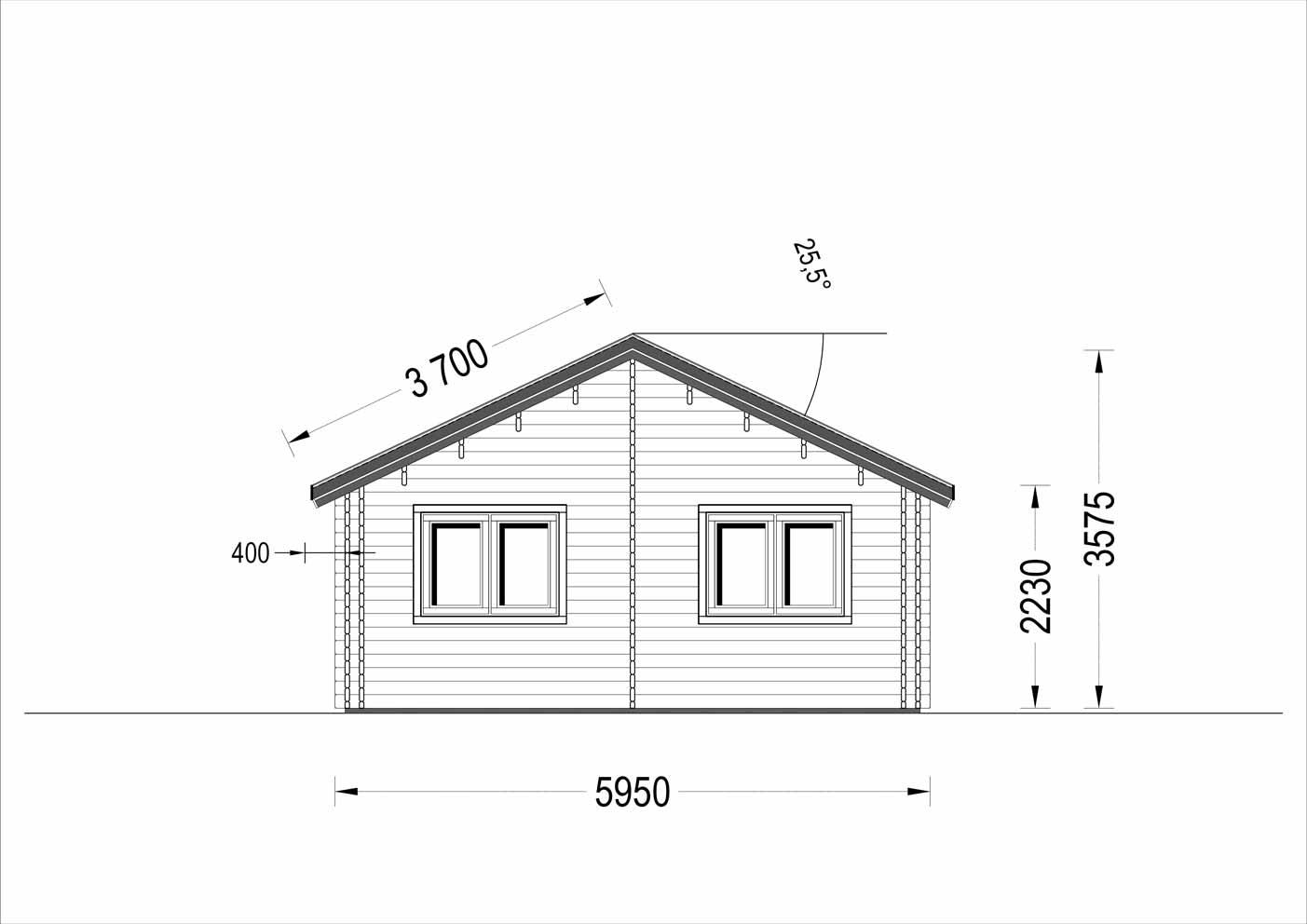 plano casa de madera GRECIA lateral derecho