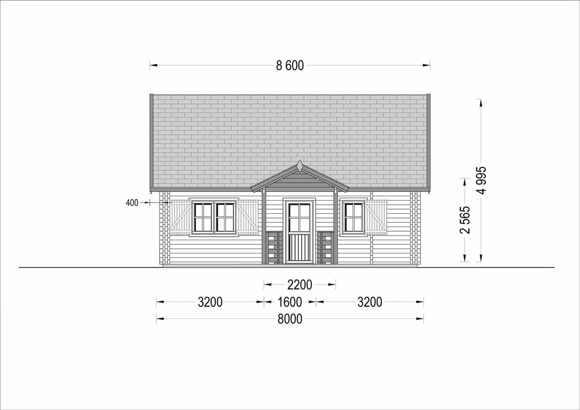  plano frontal casa de madera INMA