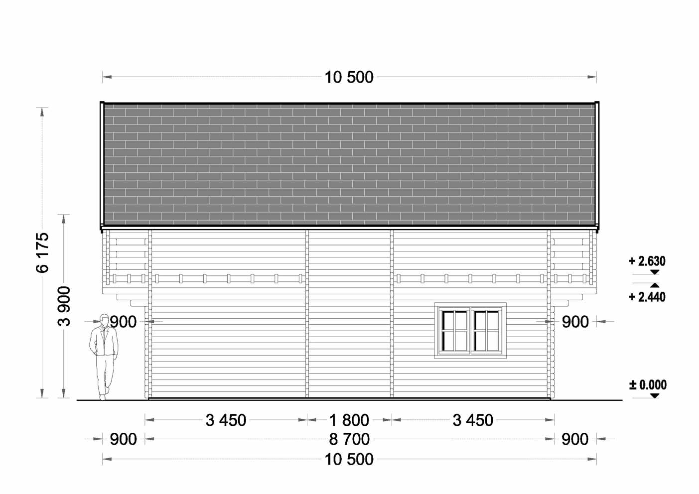 plano lateral izquierdo casa de madera LAGOS