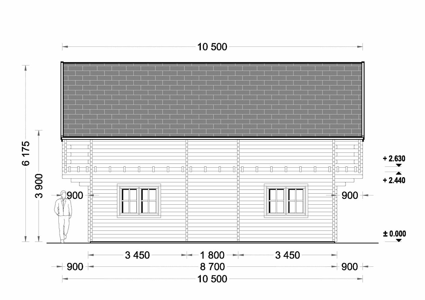 plano lateral derecho casa de madera LAGOS