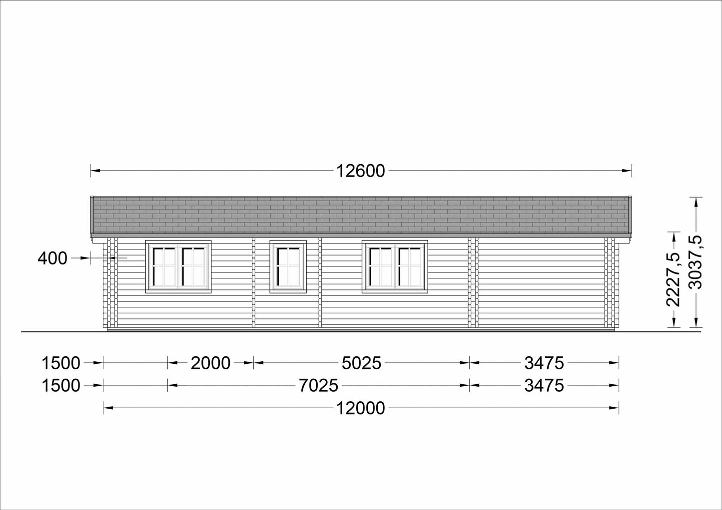  plano lateral derecho casa de madera MADRID