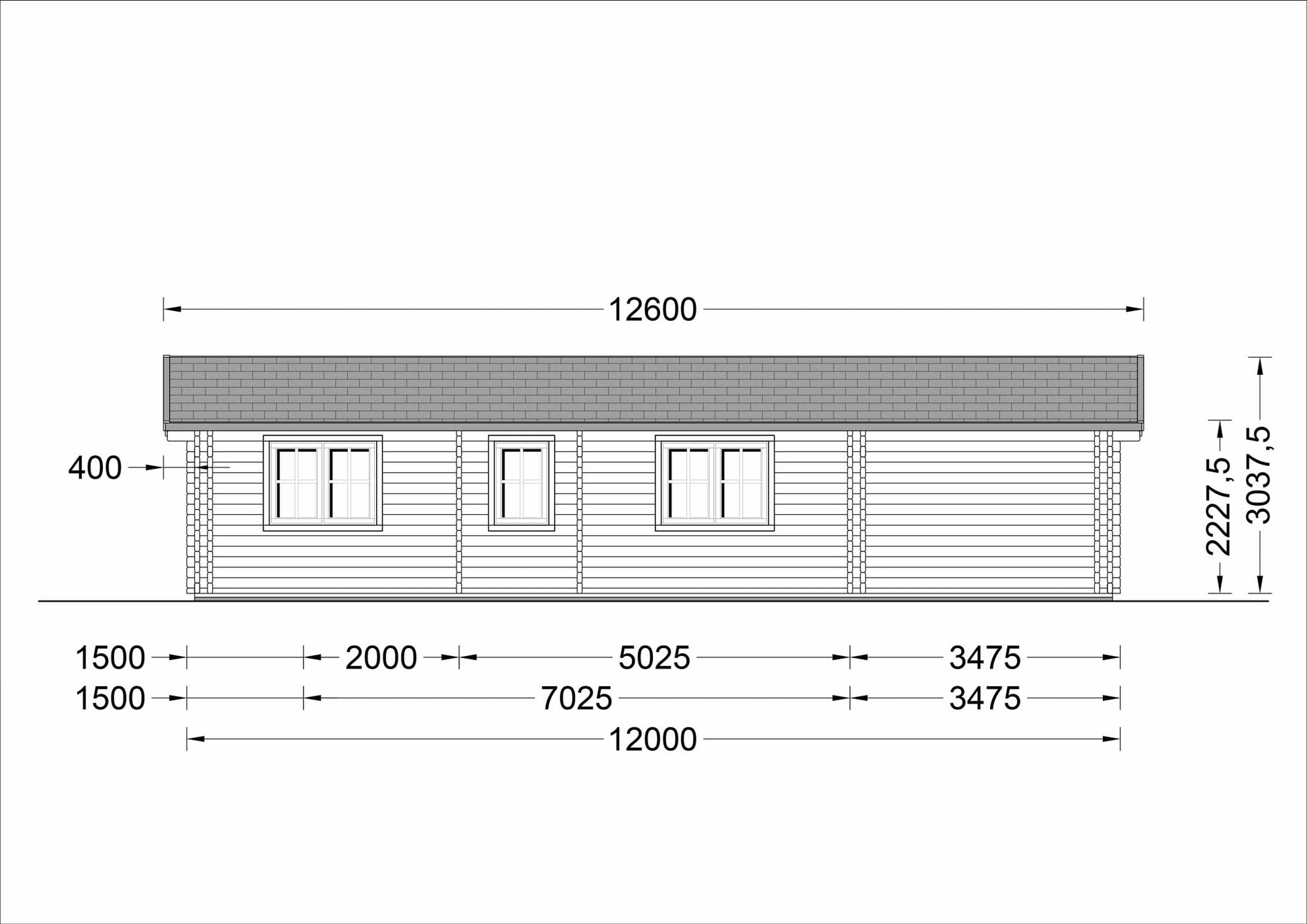  plano lateral derecho casa de madera MADRID