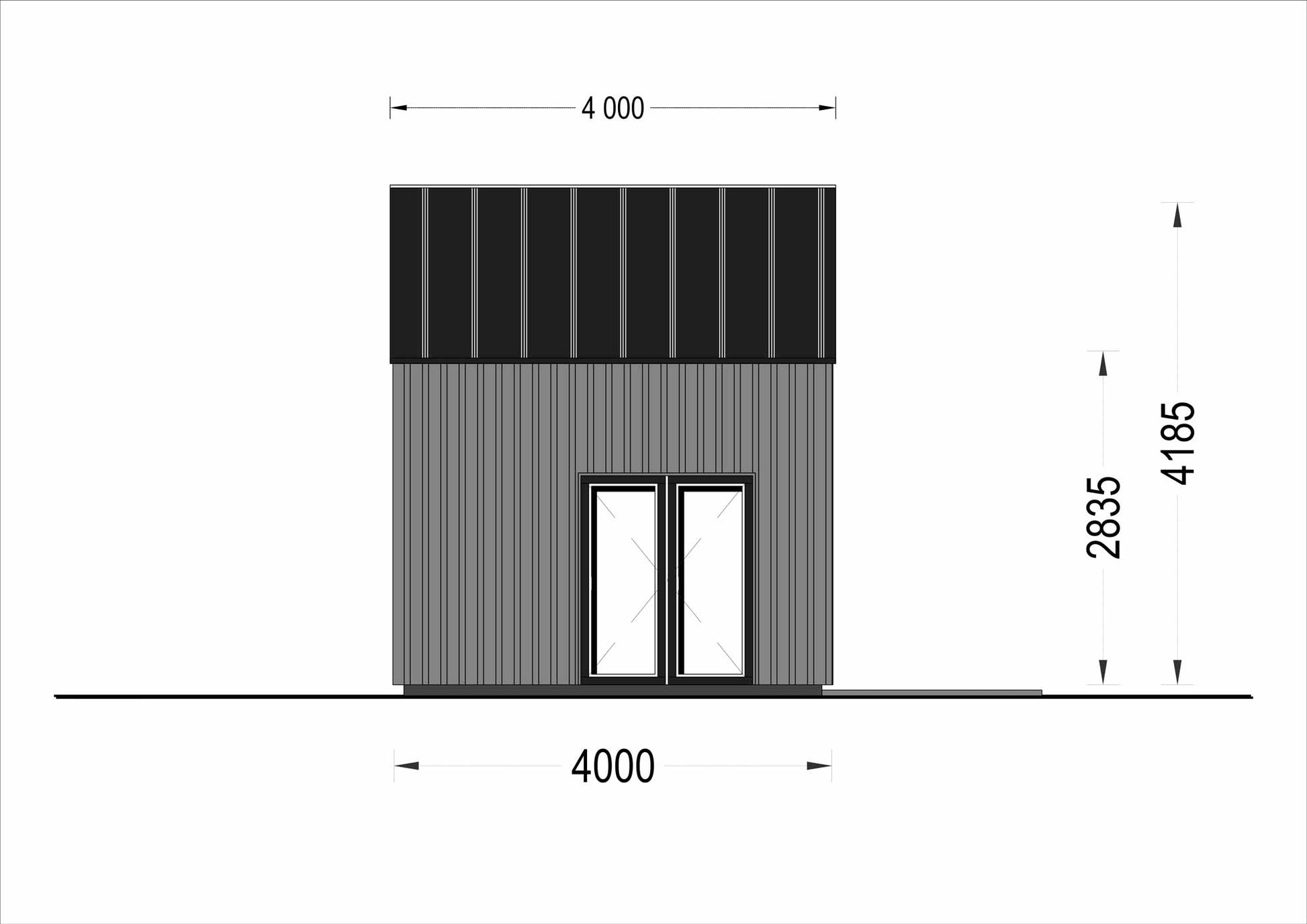 plano lateral derecho casa de madera MIKE