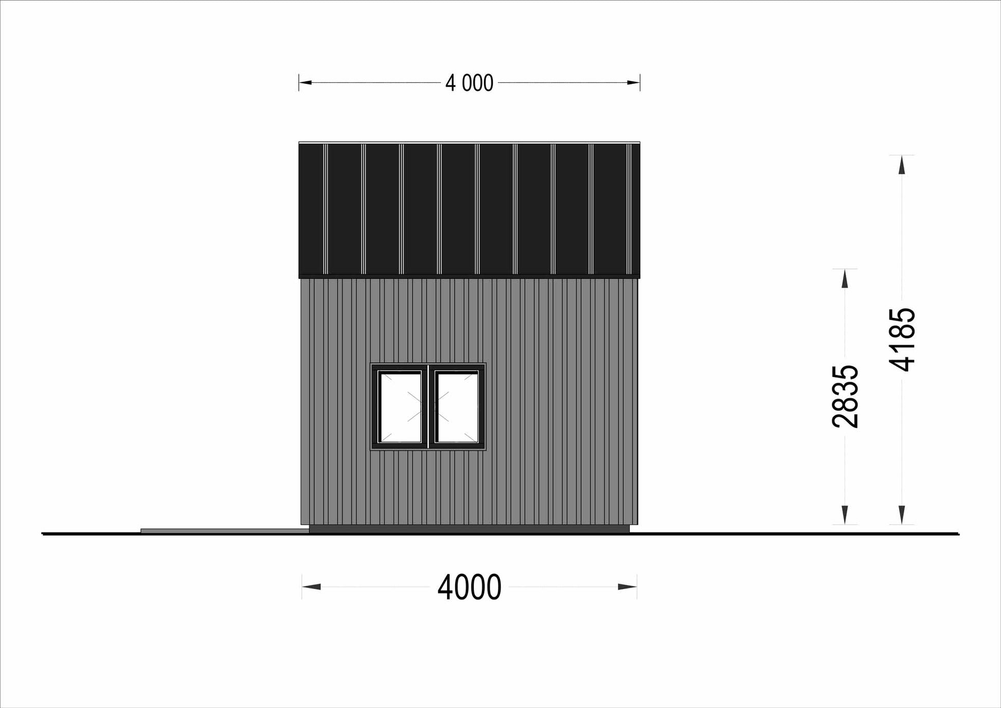 plano lateral izquierdo casa de madera MIKE