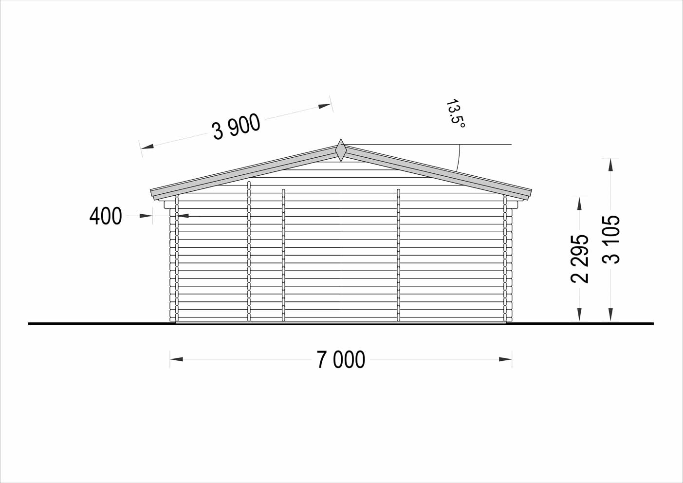 plano lateral izquierdo casa de madera MILÁN