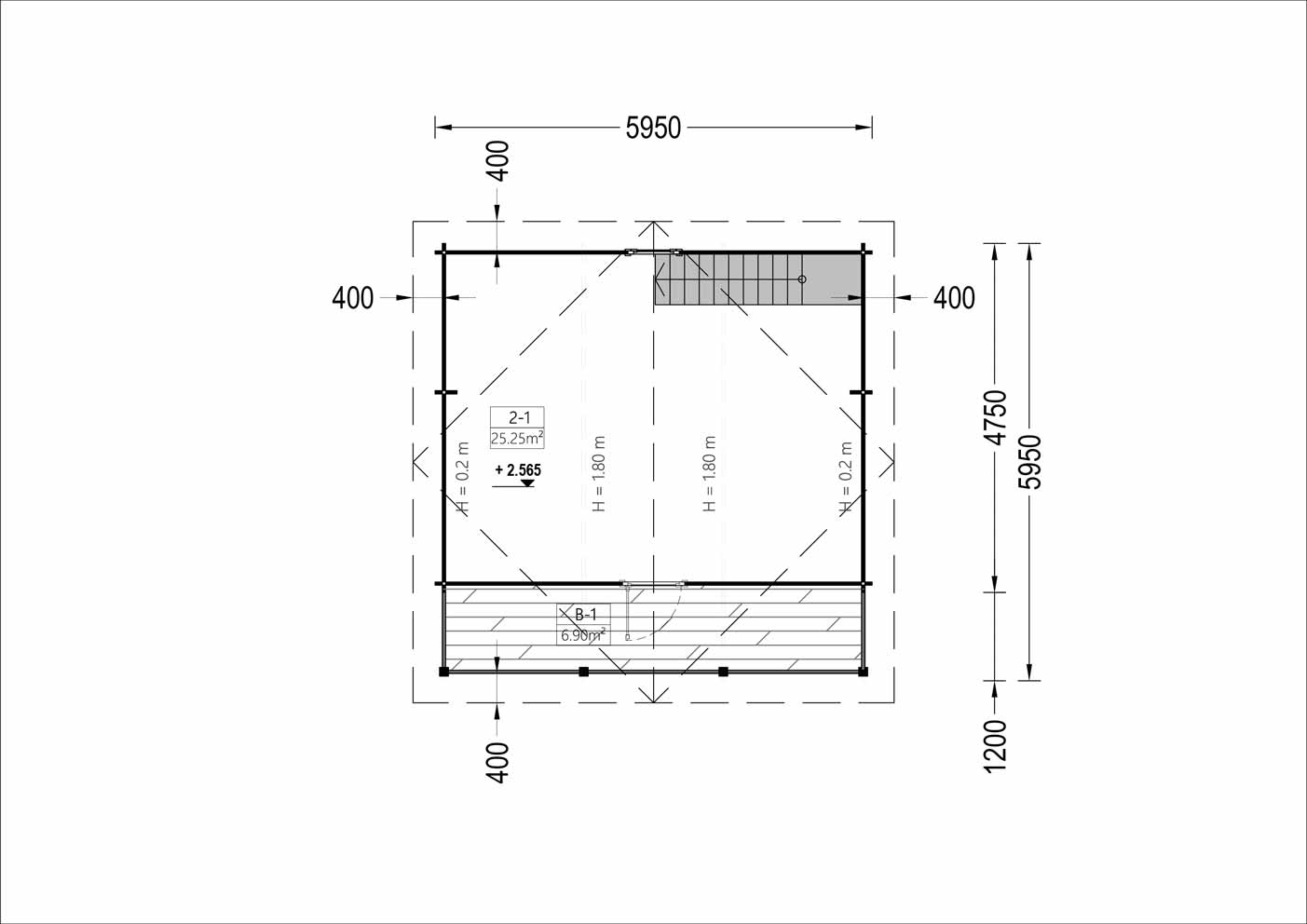 plano primera planta casa de madera NED