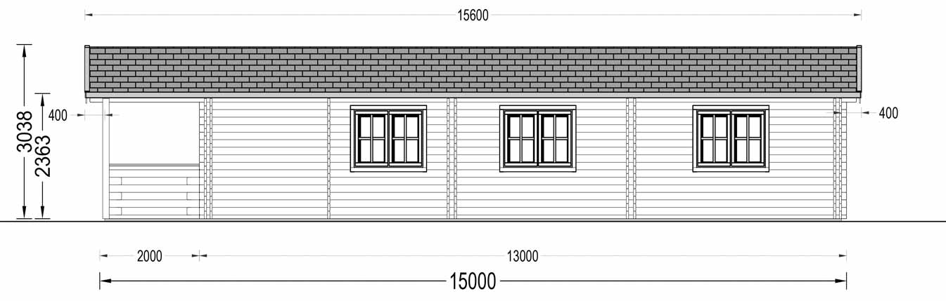 plano trasero casa de madera NOVA