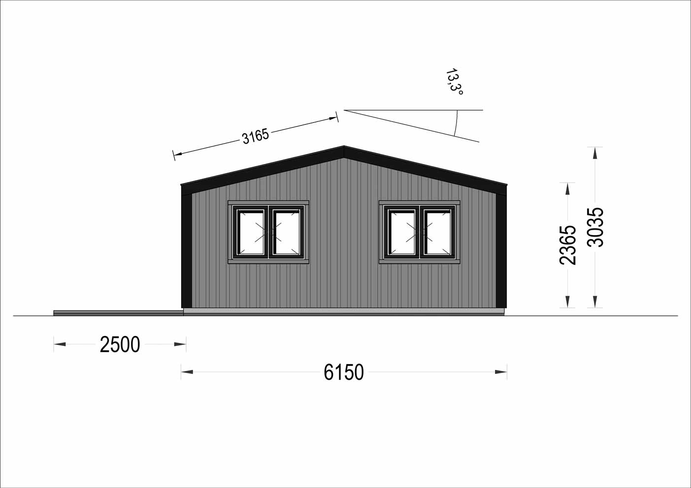  plano lateral izquierdo casa de madera PINKMAN