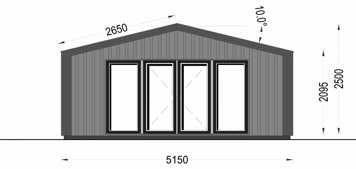 plano frontal casa de madera ROMA