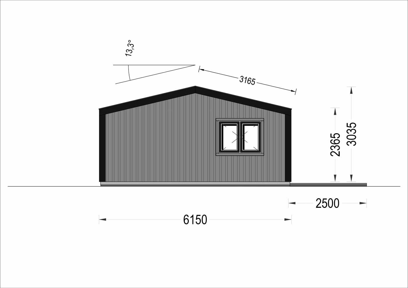 plano lateral dereecho casa de madera SHELBY