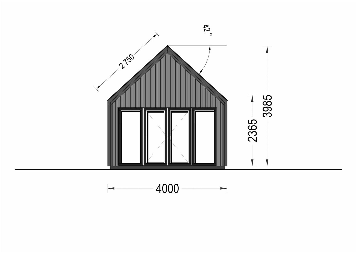  plano frontal casa de madera SULLIVAN