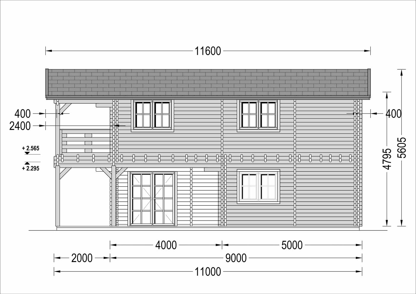  plano lateral izquierdo casa de madera TOULALAN